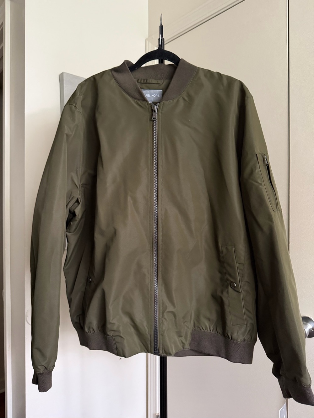 Michael Kors Olive Bomber Jacket - Men's Classic Flight Style